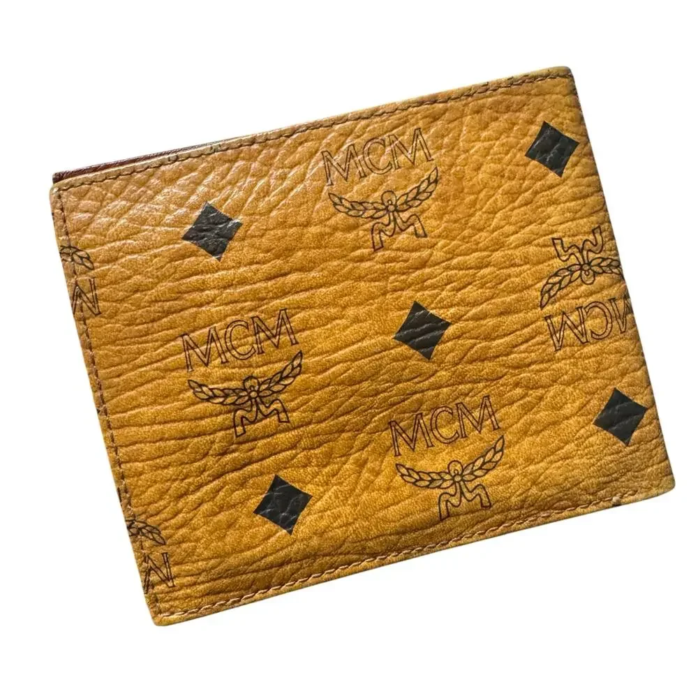 Auth. MCM Cognac Visetos Leather Bifold Wallet